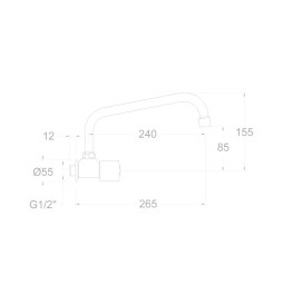 Grifo monomando cromado mural para cocina caño superior